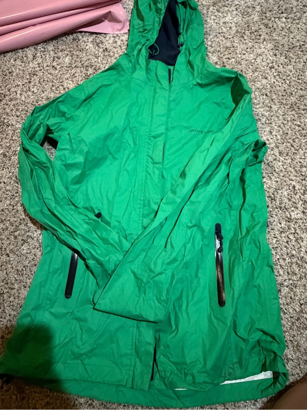 Vineyard Vines Green Lightweight Hooded Rain Jacket